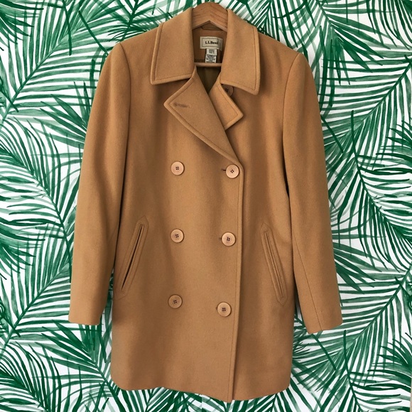 L.L. Bean Jackets & Blazers - L. L. Bean Camel Tan Wool Blend Pea Coat Size 6